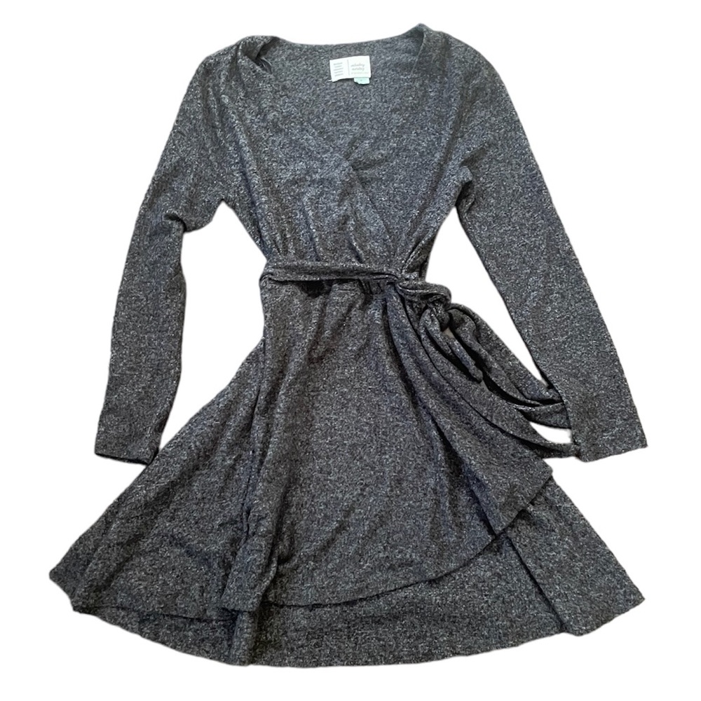 Anthropologie Saturday Sunday charcoal gray super soft wrap tie belt dress small - Picture 4 of 5